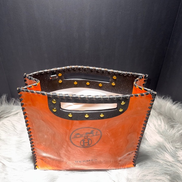 Authentic Hermes Shopping bag covered in PVC with handles and strap - Picture 3 of 7